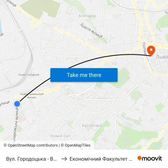 Вул. Городоцька - Вул. Кульпарківська to Економічний Факультет Лну Імені Івана Франка map