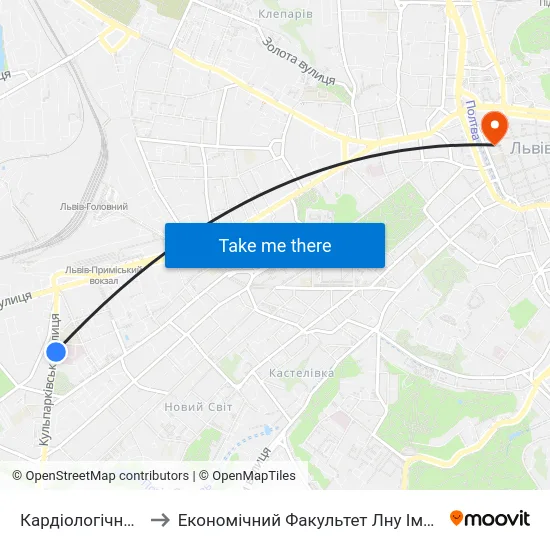 Кардіологічний Центр to Економічний Факультет Лну Імені Івана Франка map