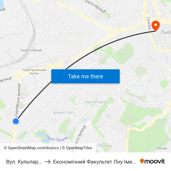 Вул. Кульпарківська to Економічний Факультет Лну Імені Івана Франка map