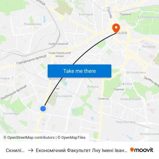 Скнилівок to Економічний Факультет Лну Імені Івана Франка map