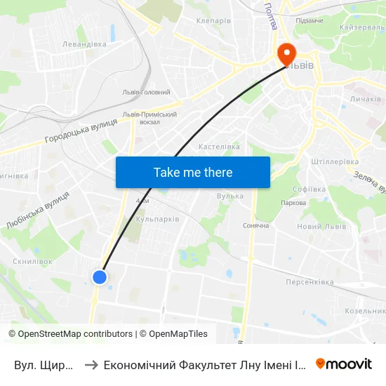 Вул. Щирецька to Економічний Факультет Лну Імені Івана Франка map