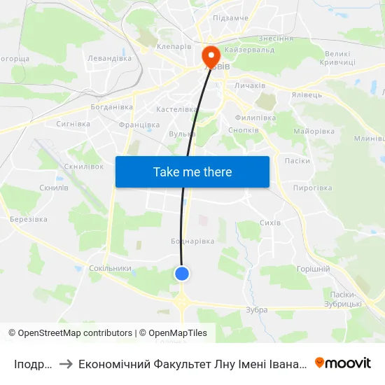 Іподром to Економічний Факультет Лну Імені Івана Франка map