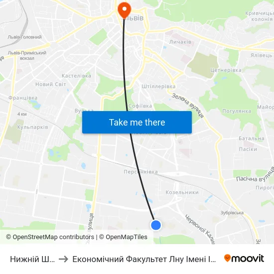 Нижній Шувар to Економічний Факультет Лну Імені Івана Франка map