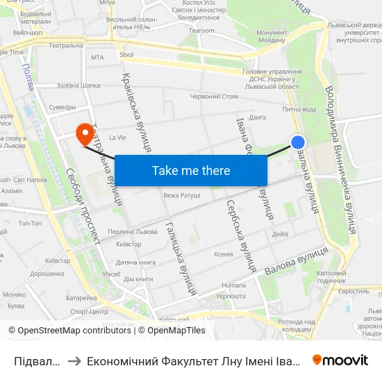 Підвальна to Економічний Факультет Лну Імені Івана Франка map