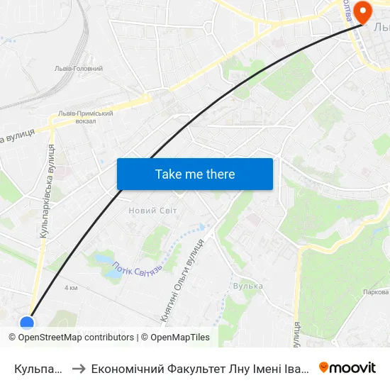 Кульпарків to Економічний Факультет Лну Імені Івана Франка map