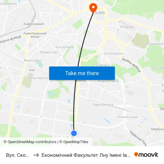 Вул. Скорини to Економічний Факультет Лну Імені Івана Франка map