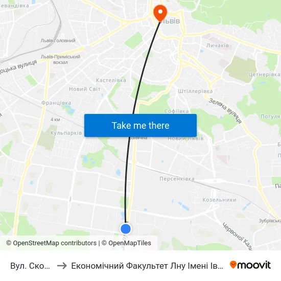 Вул. Скорини to Економічний Факультет Лну Імені Івана Франка map
