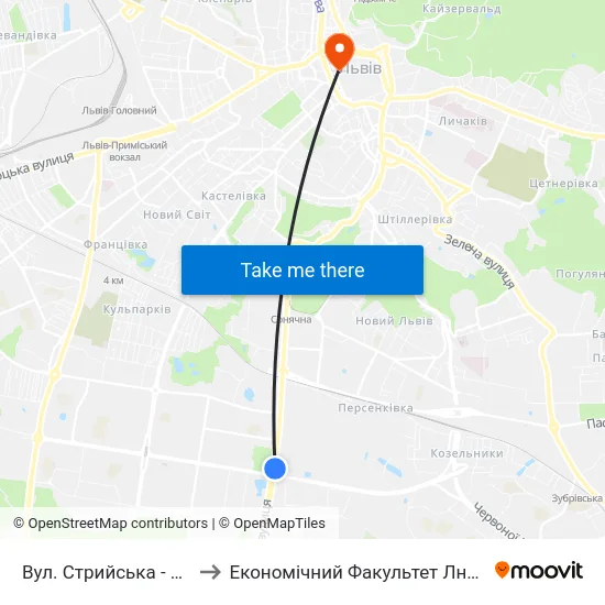 Вул. Стрийська - Вул. Хуторівка to Економічний Факультет Лну Імені Івана Франка map