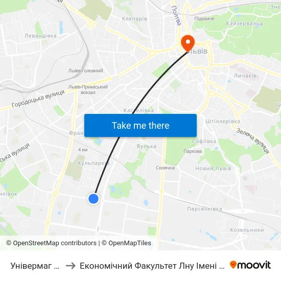Універмаг Океан to Економічний Факультет Лну Імені Івана Франка map