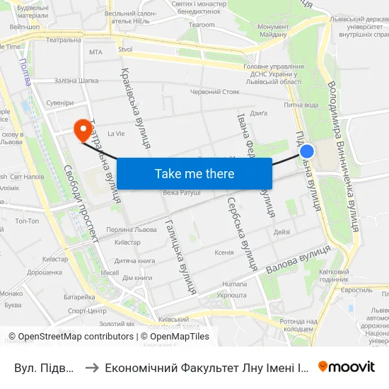 Вул. Підвальна to Економічний Факультет Лну Імені Івана Франка map