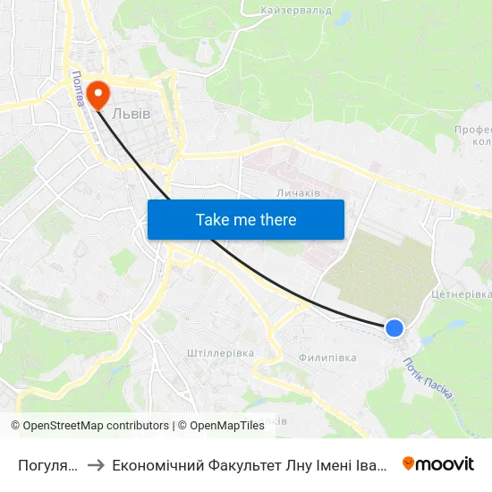 Погулянка to Економічний Факультет Лну Імені Івана Франка map