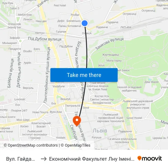 Вул. Гайдамацька to Економічний Факультет Лну Імені Івана Франка map