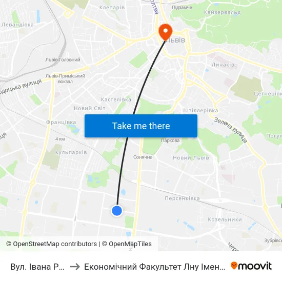 Вул. Івана Рубчака to Економічний Факультет Лну Імені Івана Франка map