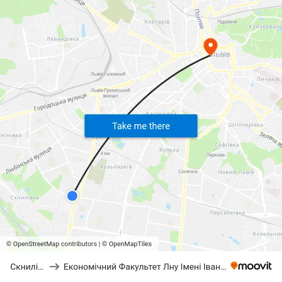 Скнилівок to Економічний Факультет Лну Імені Івана Франка map