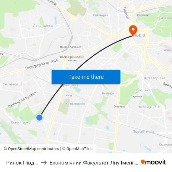 Ринок Південний to Економічний Факультет Лну Імені Івана Франка map