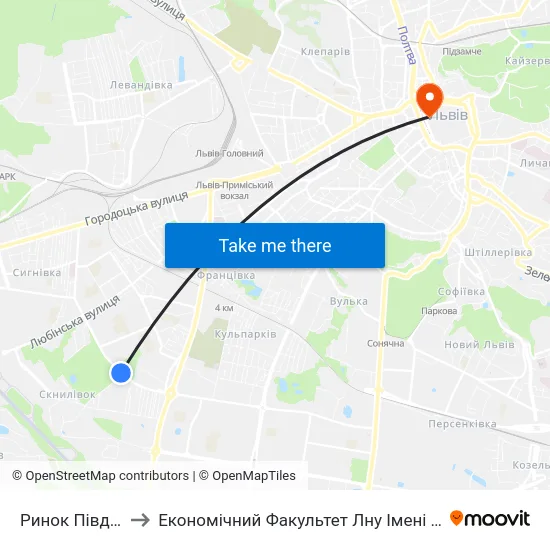 Ринок Південний to Економічний Факультет Лну Імені Івана Франка map