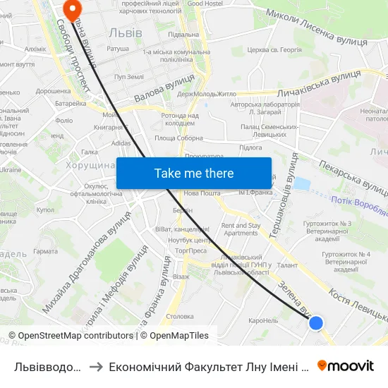 Львівводоканал to Економічний Факультет Лну Імені Івана Франка map