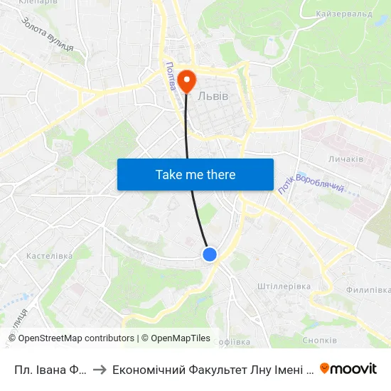 Пл. Івана Франка to Економічний Факультет Лну Імені Івана Франка map