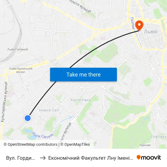 Вул. Гординських to Економічний Факультет Лну Імені Івана Франка map