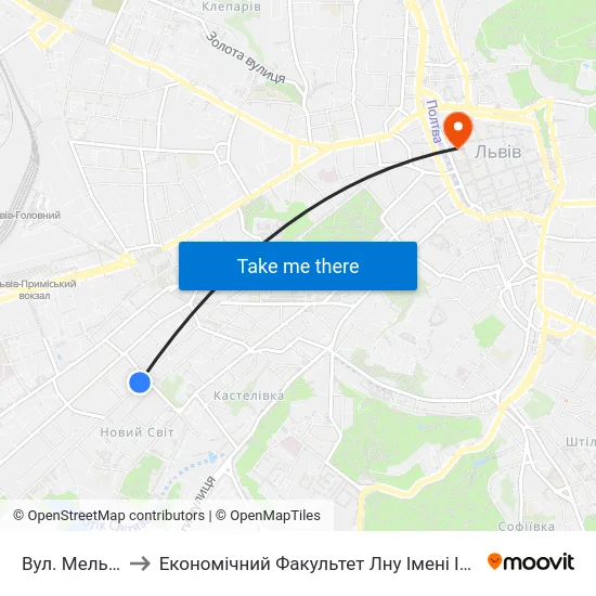 Вул. Мельника to Економічний Факультет Лну Імені Івана Франка map