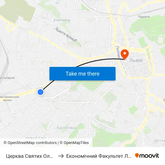 Церква Святих Ольги Та Єлизавети to Економічний Факультет Лну Імені Івана Франка map
