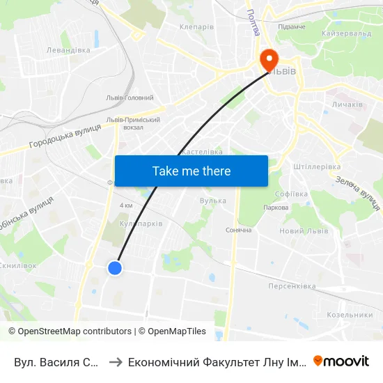 Вул. Василя Симоненка to Економічний Факультет Лну Імені Івана Франка map