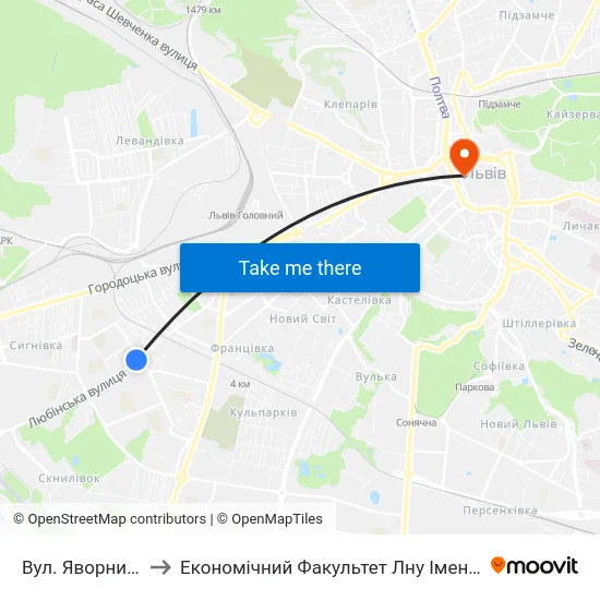 Вул. Яворницького to Економічний Факультет Лну Імені Івана Франка map