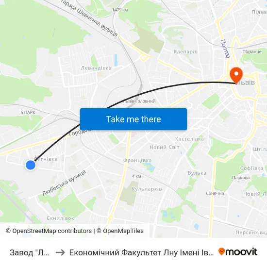 Завод "Лорта" to Економічний Факультет Лну Імені Івана Франка map