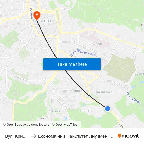Вул. Кримська to Економічний Факультет Лну Імені Івана Франка map