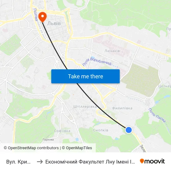 Вул. Кримська to Економічний Факультет Лну Імені Івана Франка map