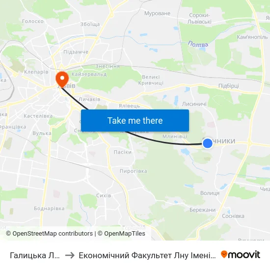 Галицька Лікарня to Економічний Факультет Лну Імені Івана Франка map