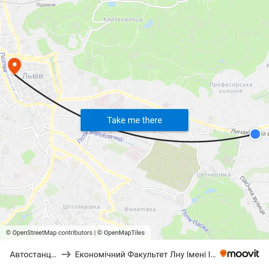 Автостанція №6 to Економічний Факультет Лну Імені Івана Франка map