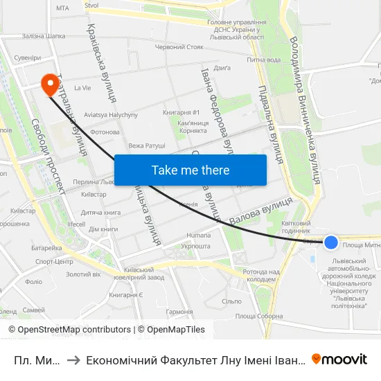 Пл. Митна to Економічний Факультет Лну Імені Івана Франка map