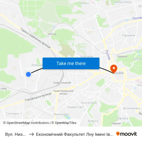 Вул. Низинна to Економічний Факультет Лну Імені Івана Франка map