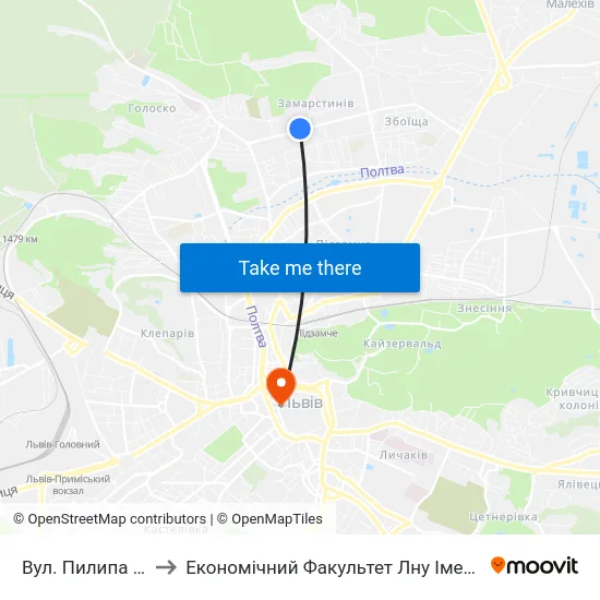 Вул. Пилипа Орлика to Економічний Факультет Лну Імені Івана Франка map