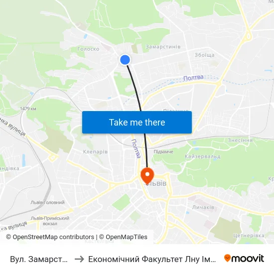 Вул. Замарстинівська to Економічний Факультет Лну Імені Івана Франка map