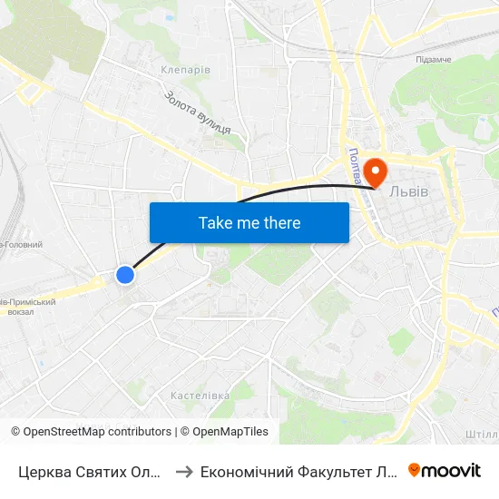 Церква Святих Ольги Та Єлизавети to Економічний Факультет Лну Імені Івана Франка map