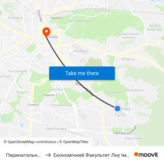 Перинатальний Центр to Економічний Факультет Лну Імені Івана Франка map