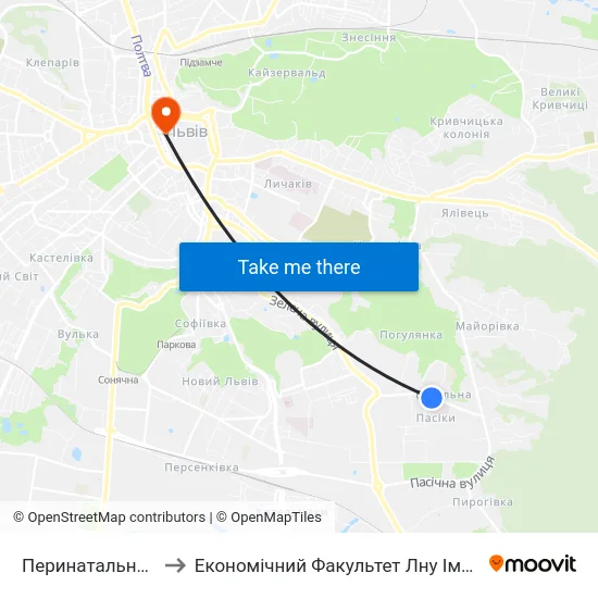 Перинатальний Центр to Економічний Факультет Лну Імені Івана Франка map