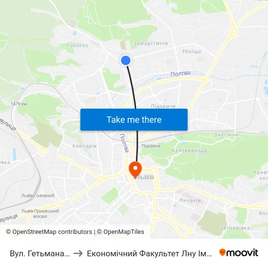 Вул. Гетьмана Мазепи to Економічний Факультет Лну Імені Івана Франка map