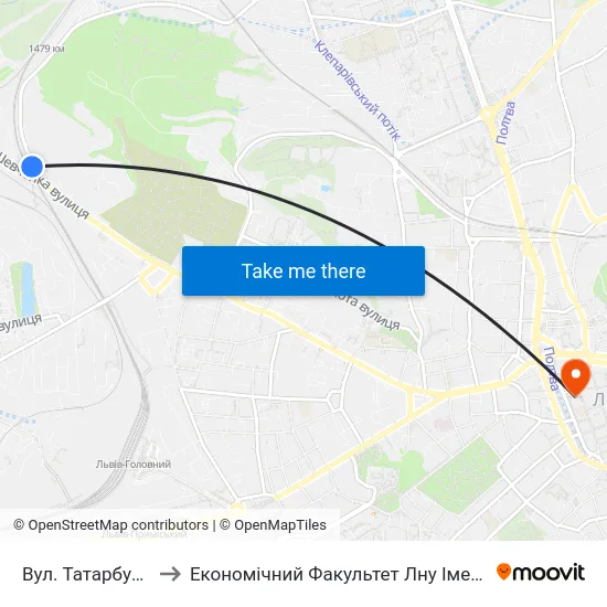 Вул. Татарбунарська to Економічний Факультет Лну Імені Івана Франка map