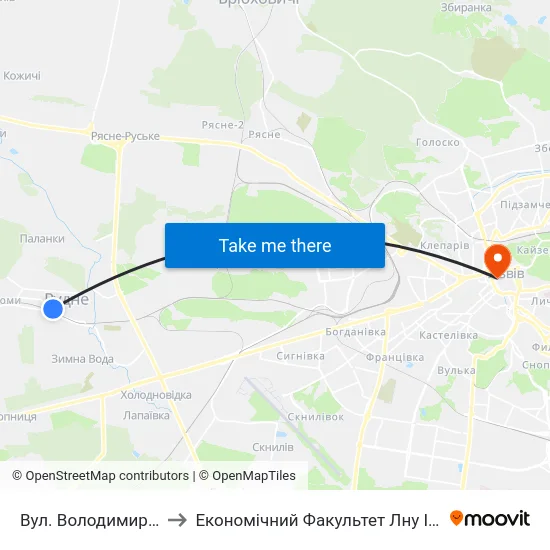 Вул. Володимира Великого to Економічний Факультет Лну Імені Івана Франка map