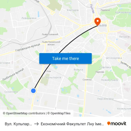 Вул. Кульпарківська to Економічний Факультет Лну Імені Івана Франка map