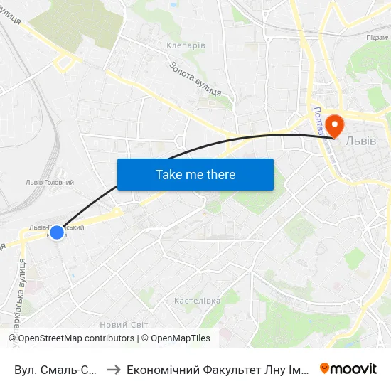 Вул. Смаль-Стоцького to Економічний Факультет Лну Імені Івана Франка map