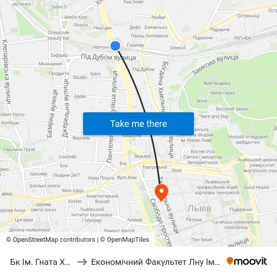 Бк Ім. Гната Хоткевича to Економічний Факультет Лну Імені Івана Франка map