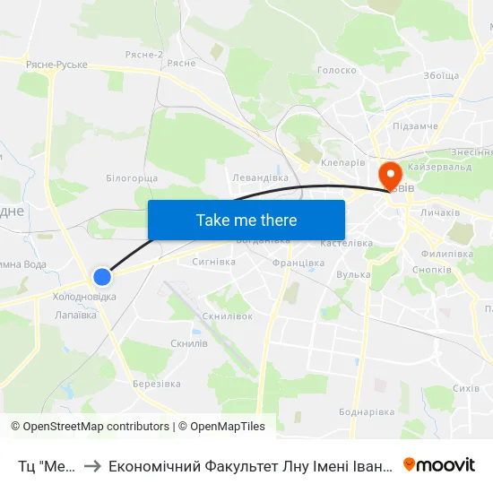 Тц "Metro" to Економічний Факультет Лну Імені Івана Франка map
