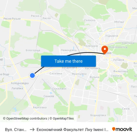 Вул. Станційна to Економічний Факультет Лну Імені Івана Франка map