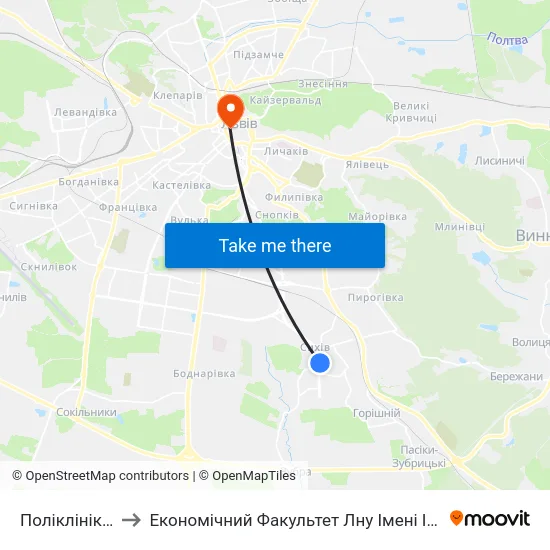 Поліклініка №4 to Економічний Факультет Лну Імені Івана Франка map