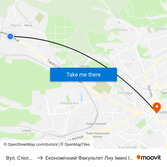 Вул. Стельмаха to Економічний Факультет Лну Імені Івана Франка map