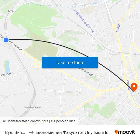 Вул. Винниця to Економічний Факультет Лну Імені Івана Франка map